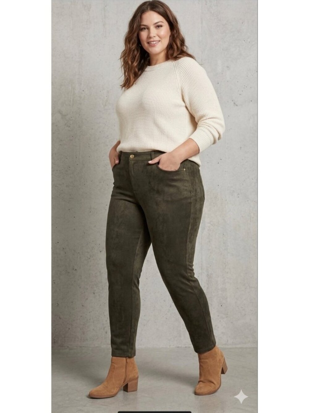 NYDJ Alina Faux Suede Pants Beige Size 18W NWT Neutral Minimalist Glam Fall Cute